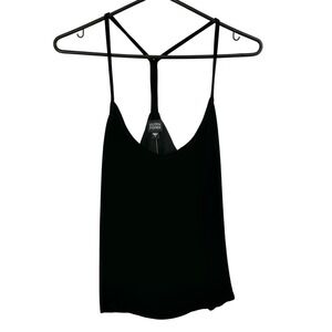 EILEEN FISHER New Black Velvet SILK Tank Cami TOP L Minimalist T Back Self Bra